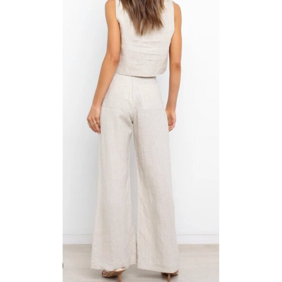 Petal & Pup Size 4 Devlin Women’s Linen Wide-Leg Pants Beige Colorway - Picture 1 of 6